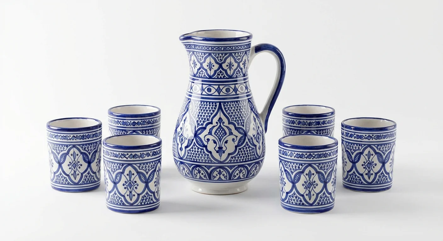 طقم إبريق مغربي بزخارف تقليدية