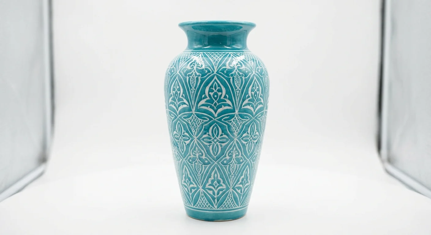 مزهرية سيراميك مغربية - فيروزي