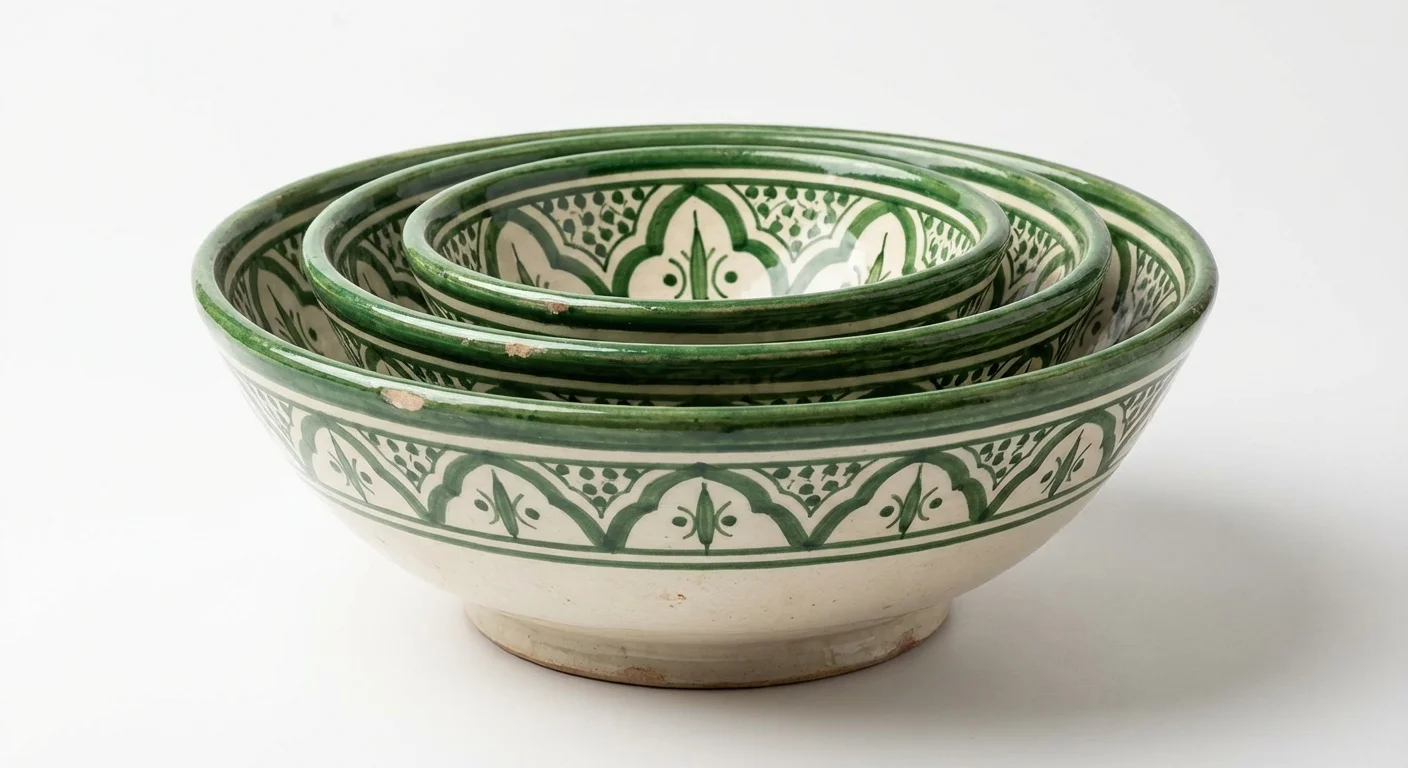 طقم أوعية سلطة - نقش أخضر