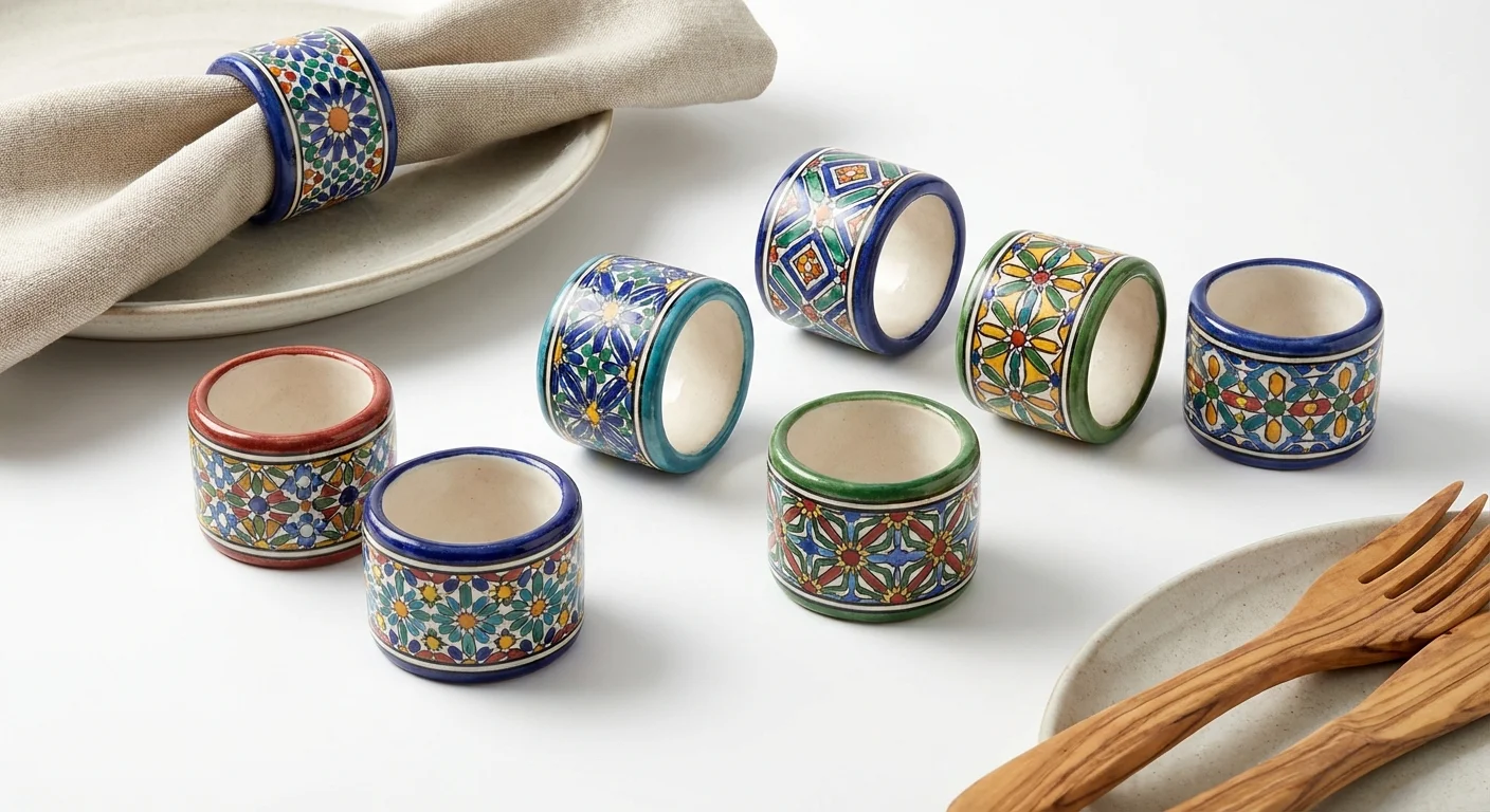 حلقات مناديل سيراميك - طقم من 8