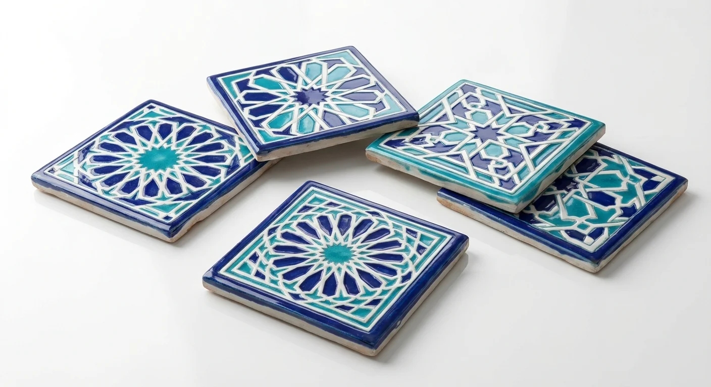 قواعد أكواب بلاط سيراميك - طقم من 6